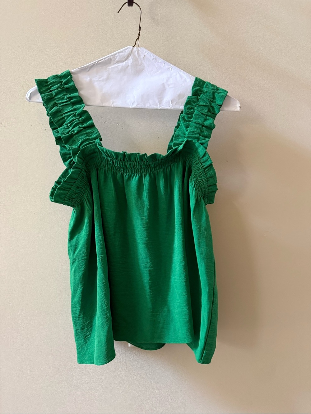 Copper Key Green Ruffle Strap Tank Top